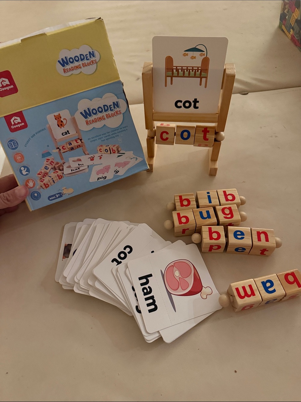Wooden Reading Blocks Learning Set - Blue